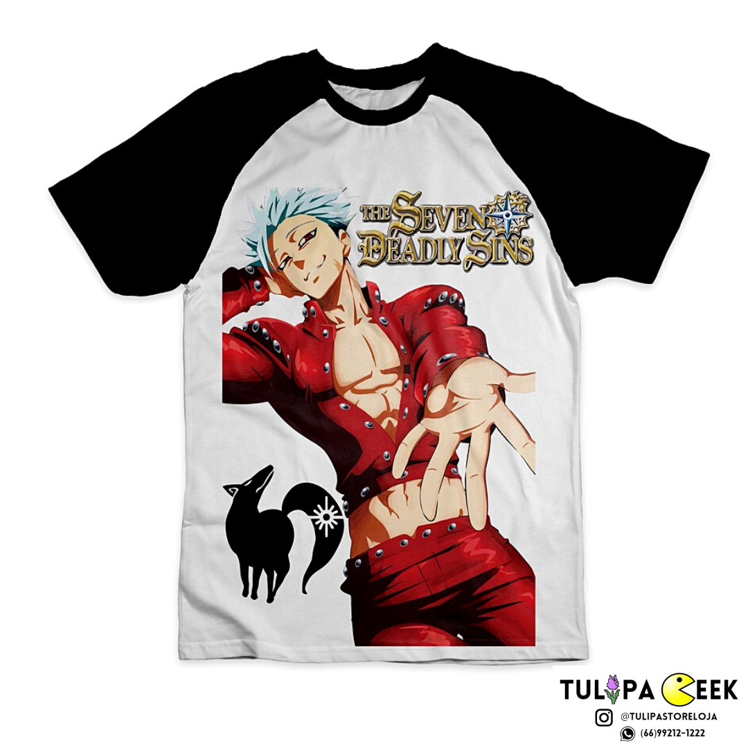 3 Camisetas Anime 7 Sete pecados capitais Vários Modelos