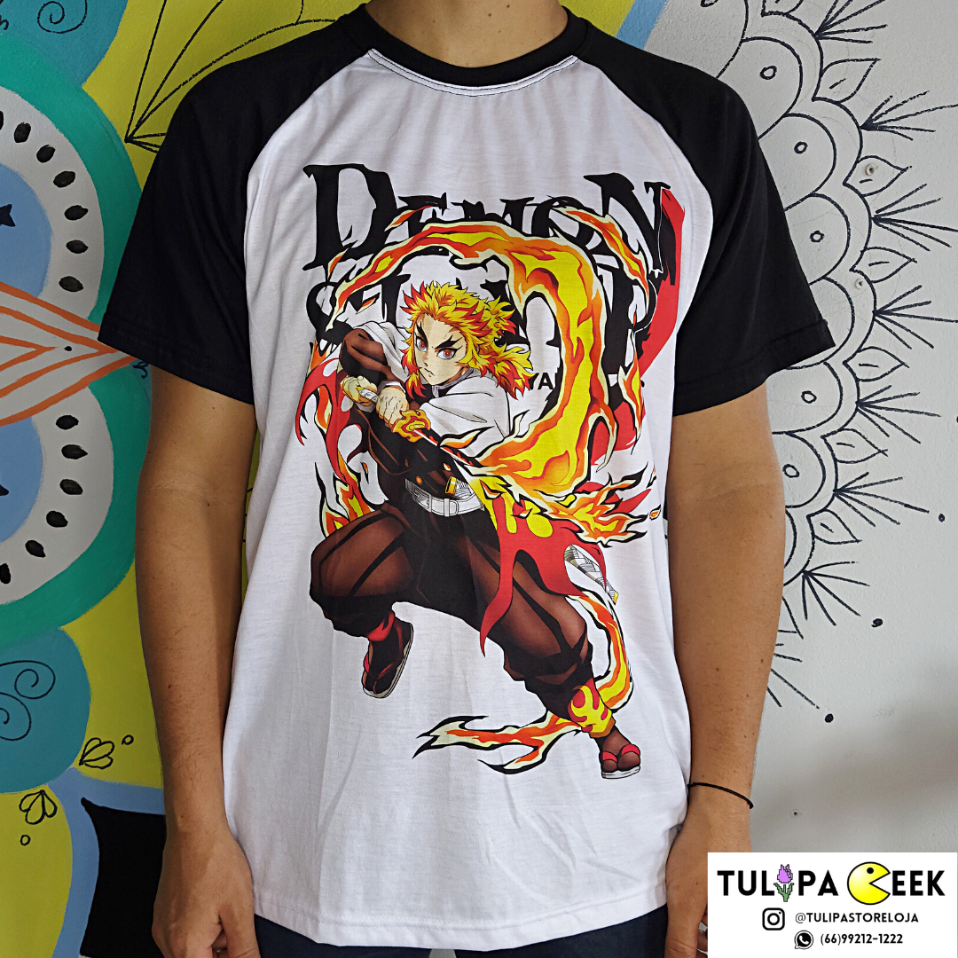 Camisa Camiseta Anime Demon Slayer Hashira Fogo Rengoku